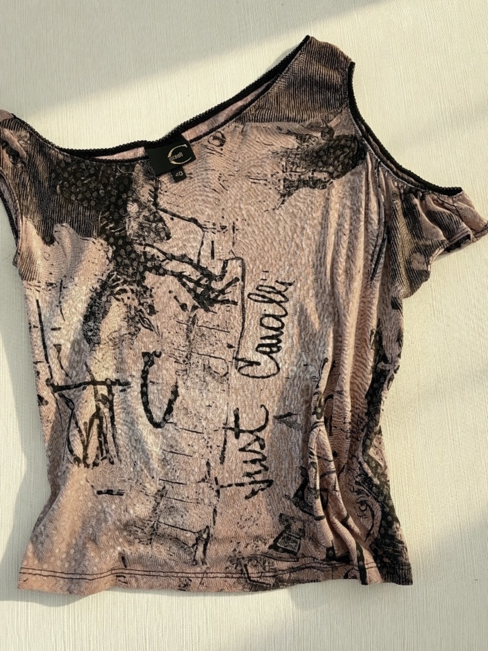 Vintage Just Cavalli Y2K Abstract Print Top XS Italy